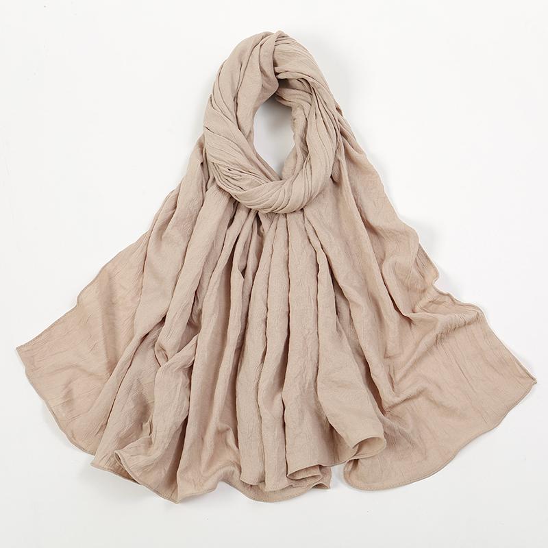 New Muslim Hijabs For Women Scarf Plain Long Shawls Femme Musulman Soft Crinkle Cotton Headscarf Wraps Islamic Turban Headband