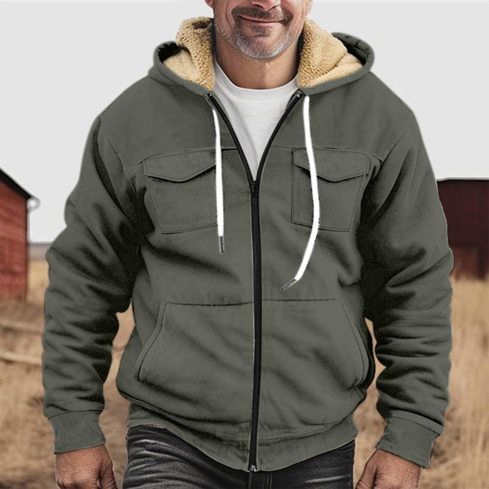 Мужская утолщенная куртка на пуговицах с двойным карманом и карманной вставкой — фото 13