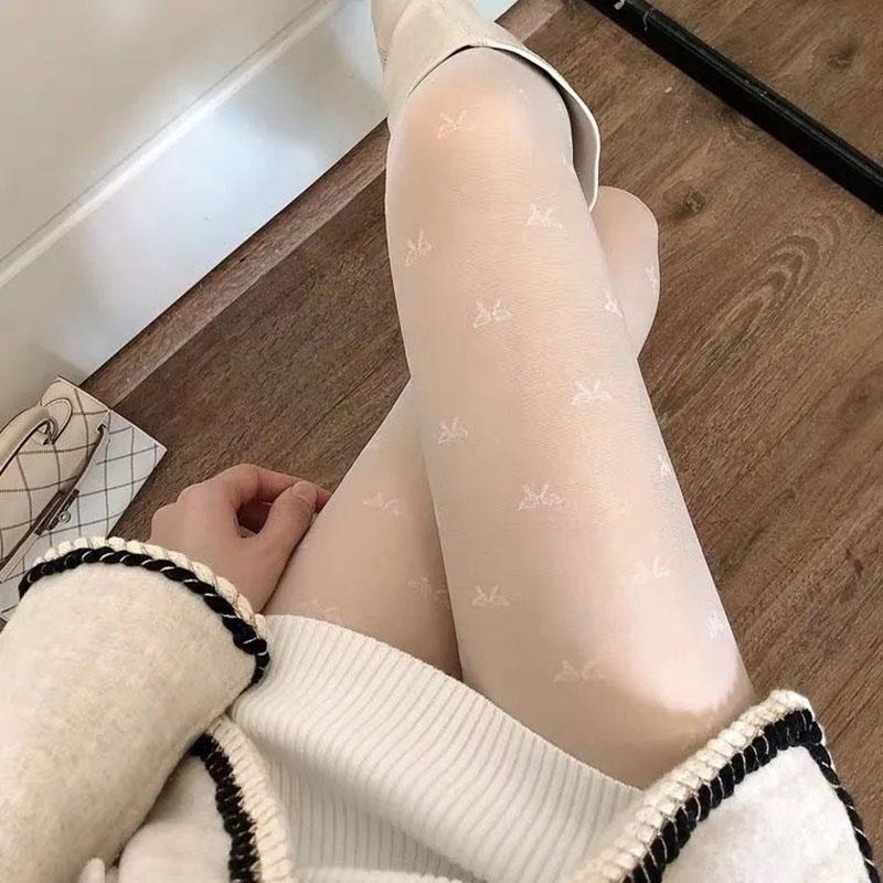 Sexy Black Stockings Women Heart Polka Dot Bow Knot Lolita Pantyhose Tight High Socks Female Transparent High Elastic Stockings