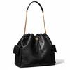 Tory Burch Charlie Drawstring Closure Leather Shoulder Bag Large Women shoulder bag Black 185830-001