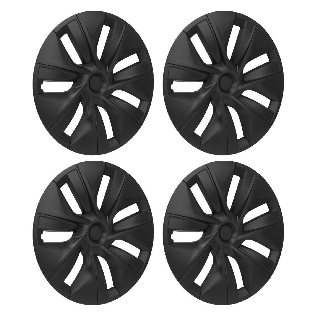 4PCS Wheel Hub Cap Matte Black High Strength Textured Design Replacement for Tesla Model Y 2020‑2023