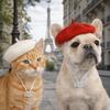 Breathable Pet Headwear Adjustable Pet Painter Hat Cat Beret Hat  Photos Sessions