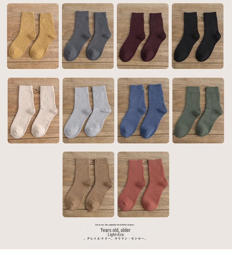 Terry Plus Velvet Women's Thick Mid-Calf Towel Socks - Warm Autumn/Winter Knee-Highs for Teens
