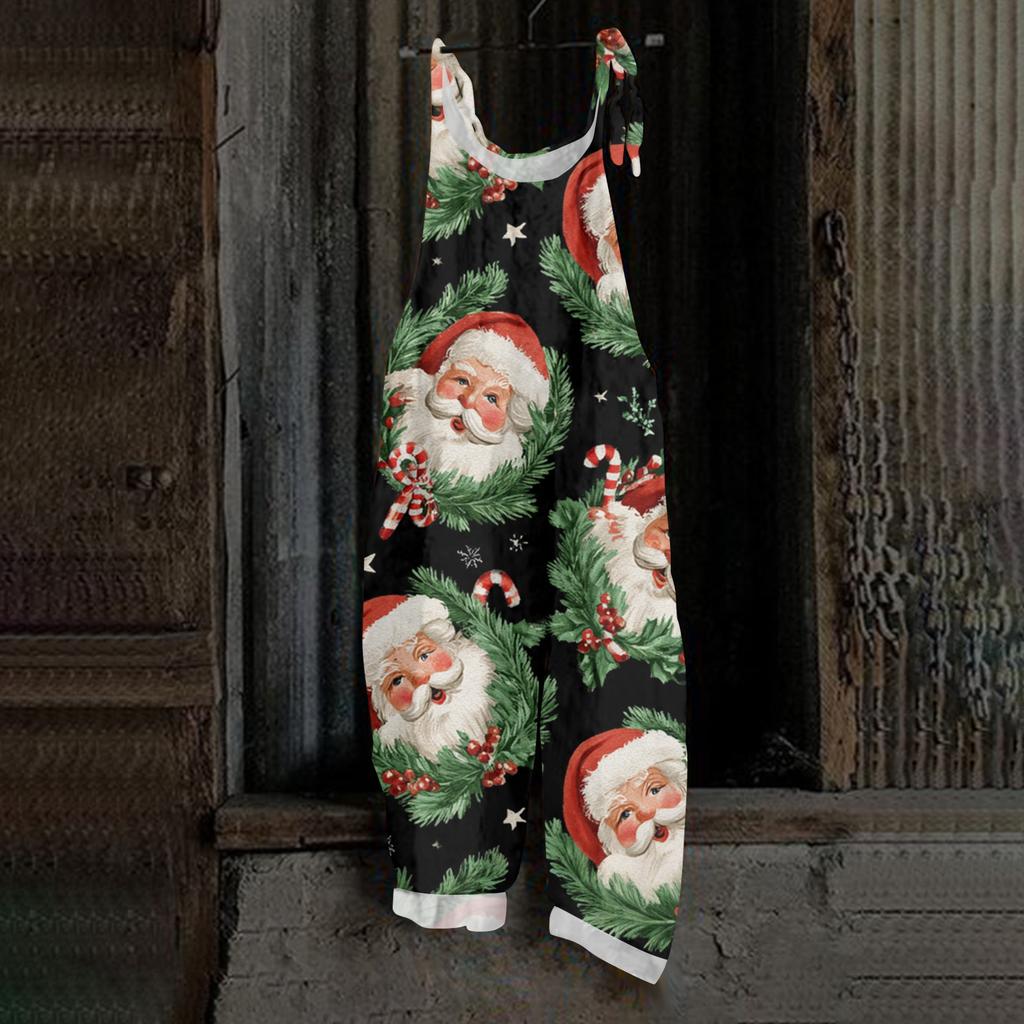 Women's Jumpsuit Halloween Print  Casual Loose Vintage Shoulder Strap Cotton Linen