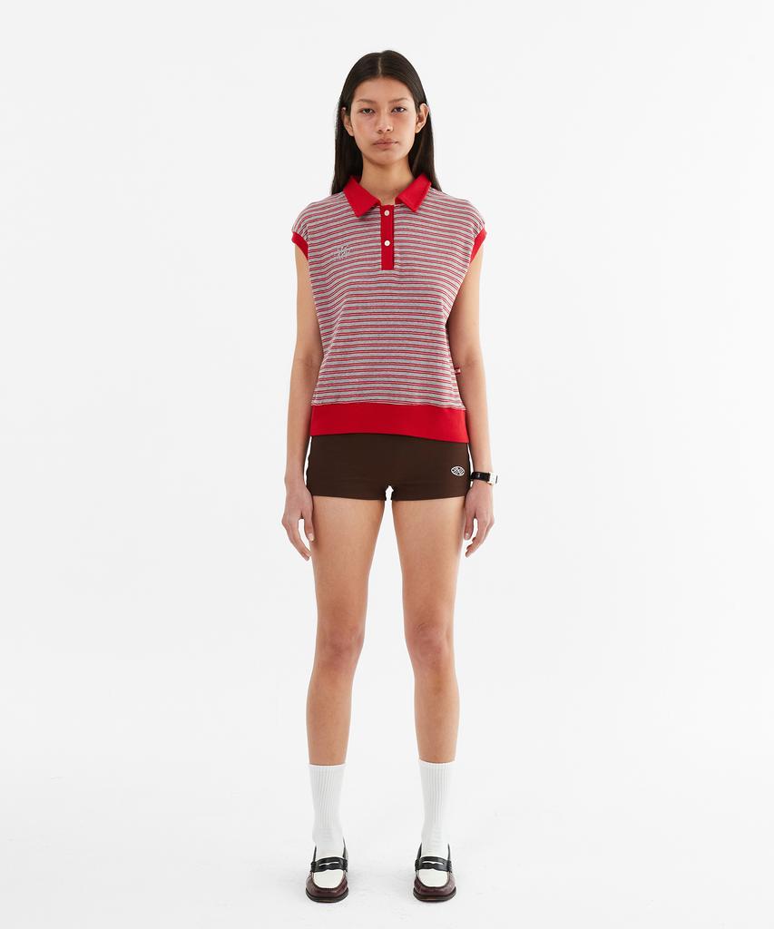Minasu Color Combination Stripe Sleeveless_Red