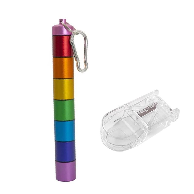 Small Portable Pill Case Keychain Waterproof Metal Pill Holder Tube with 7 Compartments for Emergency Mini Pill Organizer