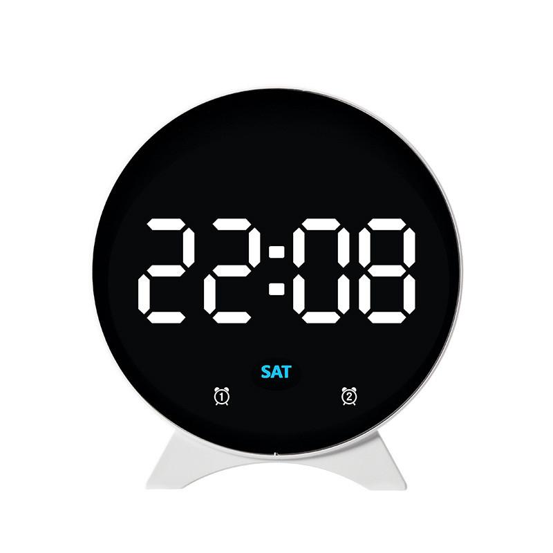Modern Minimalist Digital Alarm Clock With Led Display And Temperature For Home Office WhiteShellWhiteLight