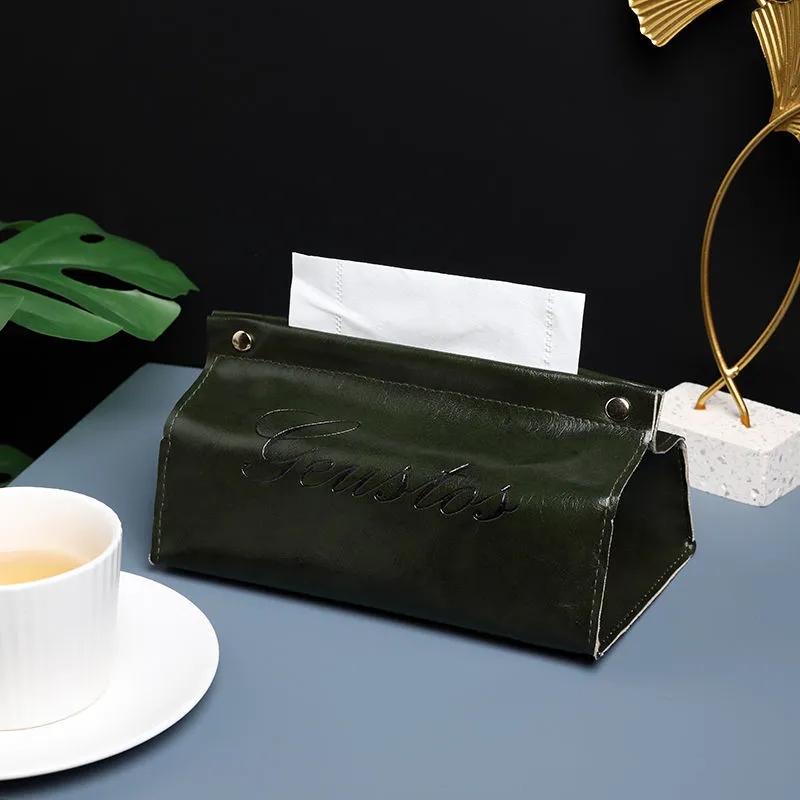 Porta fazzoletti in pelle nordica, portaoggetti da scrivania in PU per ufficio, portaoggetti per auto, semplice porta carta velina, decorazione da tavolo per soggiorno, portaoggetti per chiavi di casa