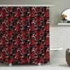 Red Floral Print Shower Curtain Waterproof Bathroom Decor Home Decor Window Drapes Decoration Dark Red Black Pink White Large Si