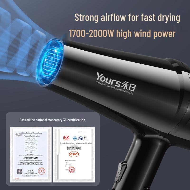 Yongri 2000W Blue Light Hair Dryer: High-Power, Constant Temperature with Hot & Cold Settings