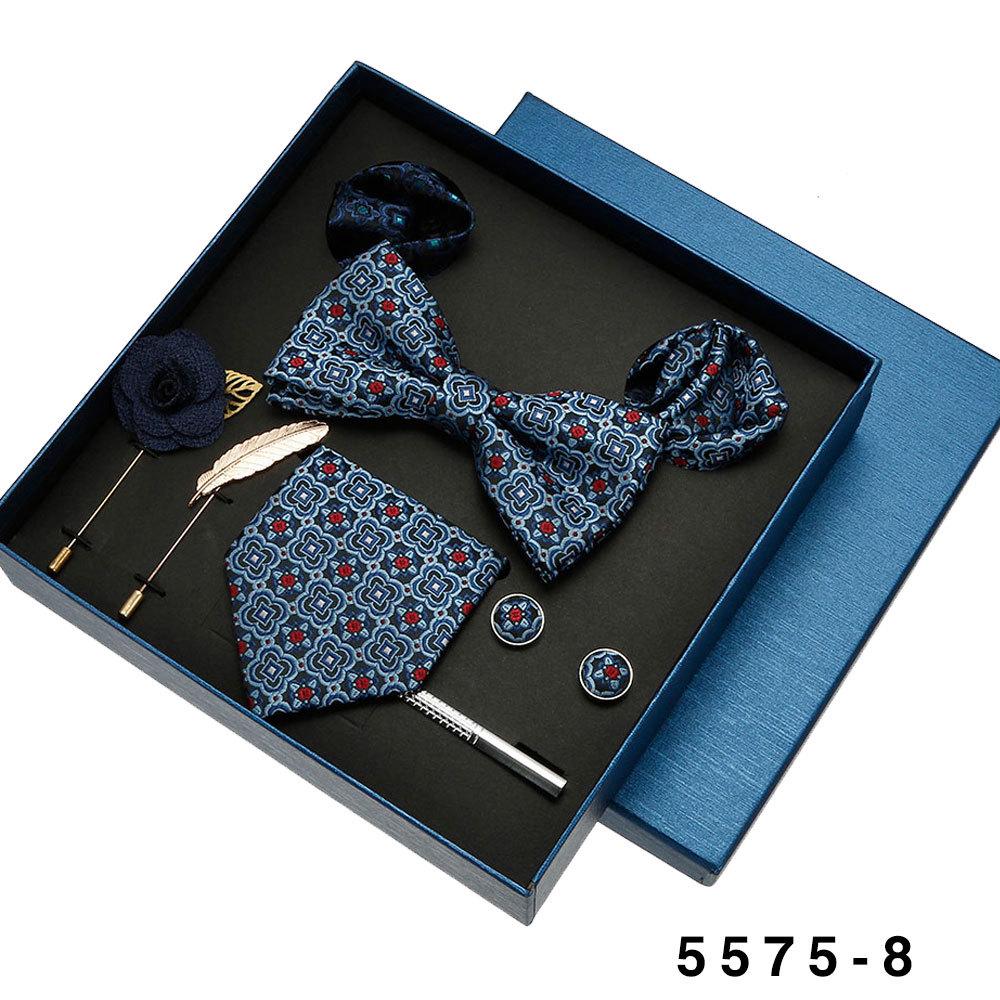 Men's Formal Tie & Pocket Square Eight-Piece Gift Set - High-End Wedding & Business 