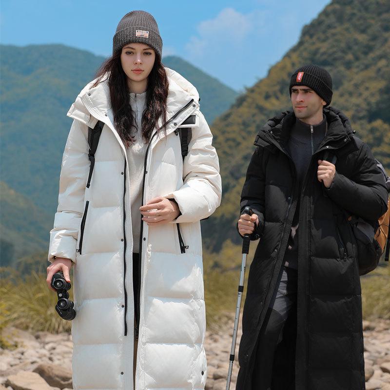 Unisex Long Ankle-Length Goose Down Jacket - Casual Loose Korean Style for Autumn/Winter