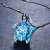 Fashion Love Heart Tree of Life Pendant Necklace For Women Inlay Blue Imitation Opal Necklace Wedding Jewelry Birthday Gifts