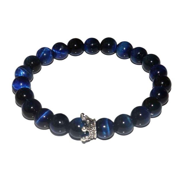 

8 мм натуральный камень браслет для мужчин мода роскошь антикварная корона агаты тигровый глаз камень бусина пара браслеты ювелирные изделия мужской