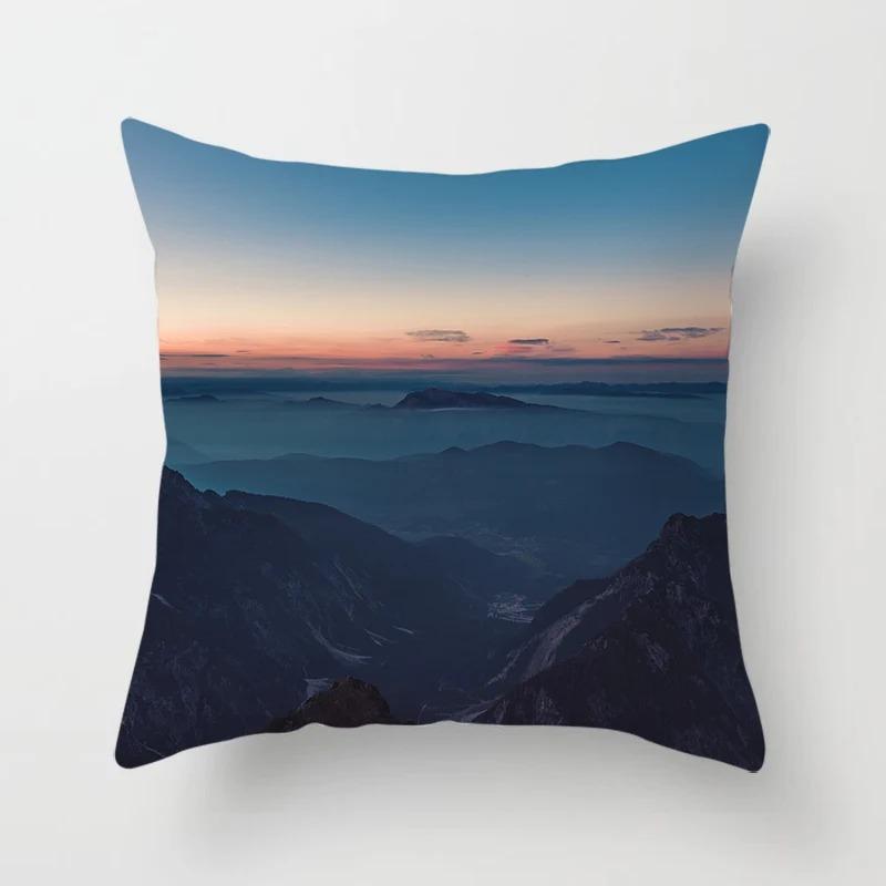 Landscape Water Reflection Mountain Fog Print Living Room Sofa Car Cushion Cover Luxury Home Decoration Pillow Cover