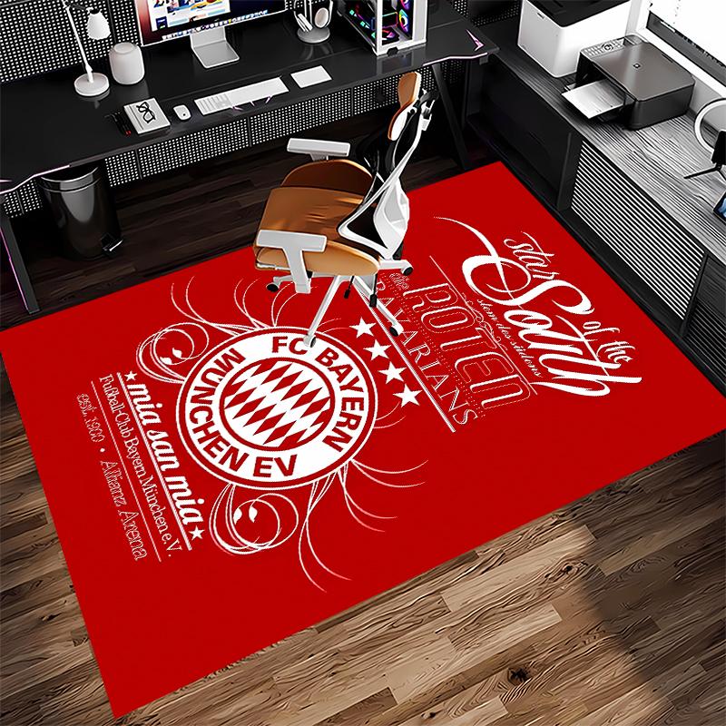 1pc FC Bayern München logo Print Area Rug - Soft,Washable Non-Slip Indoor Mat for Office Chairs,Living Room,Home Office Decorative Rug