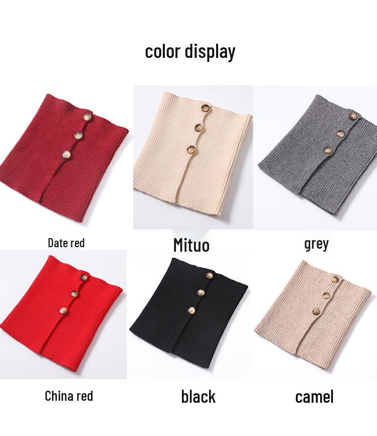 Unisex Wool Knit Neck Warmer: Autumn/Winter Buttoned Scarf Collar