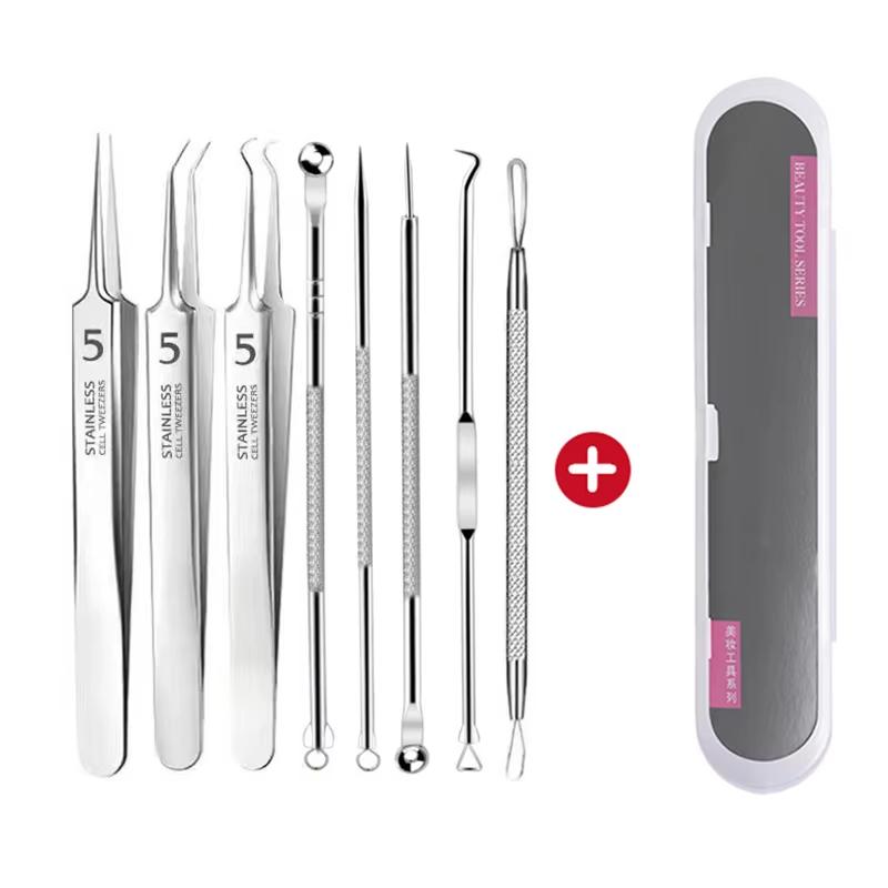 8 Pcs Blackhead Remover Kit – Stainless Steel Blemish & Acne Extraction Tools – Professional Pimple Popper Set for All Skin
