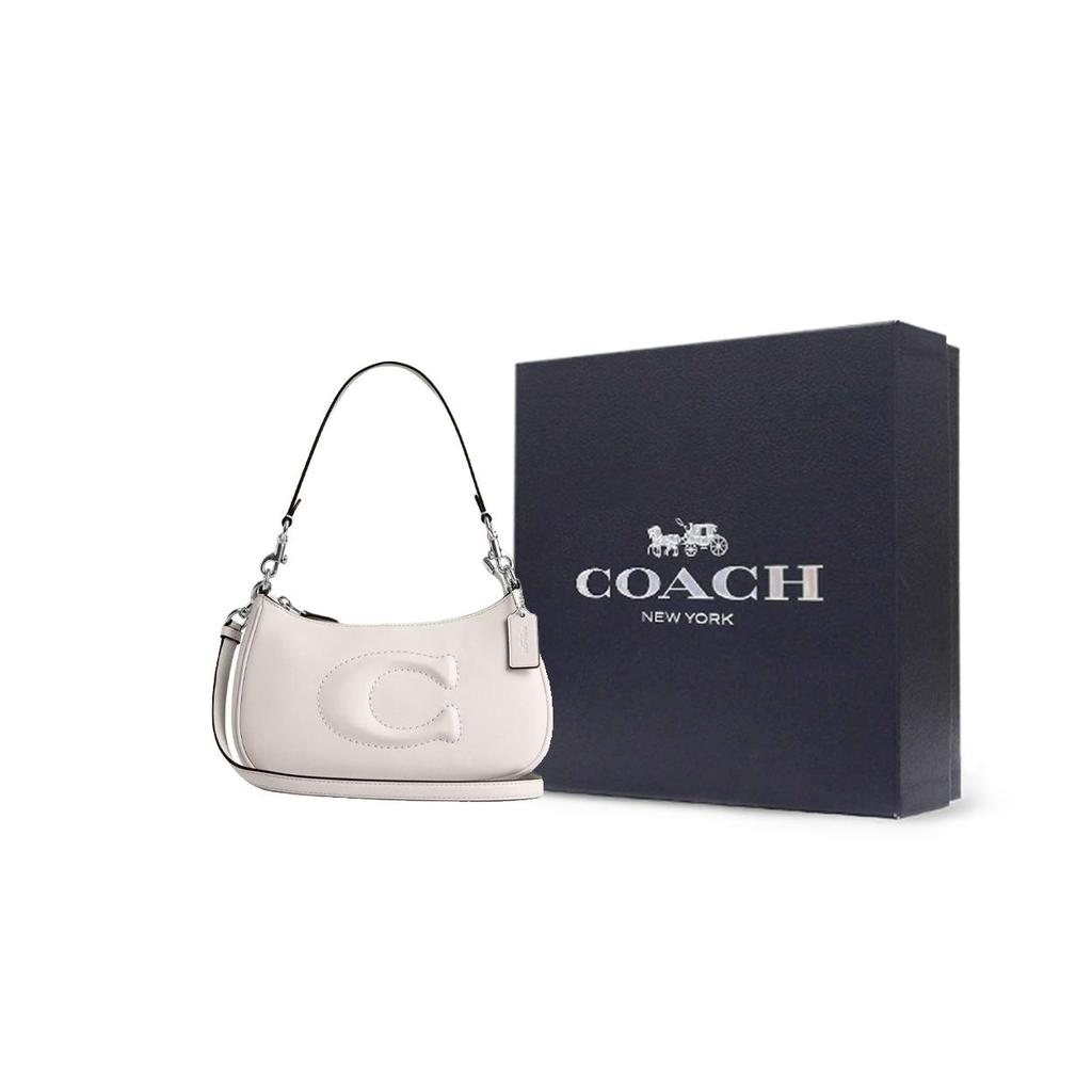 COACH Teri Smooth Leather Crossbody Bag, Shoulder Bag Medium Women's Silver & Chalk CR099-SVHA
