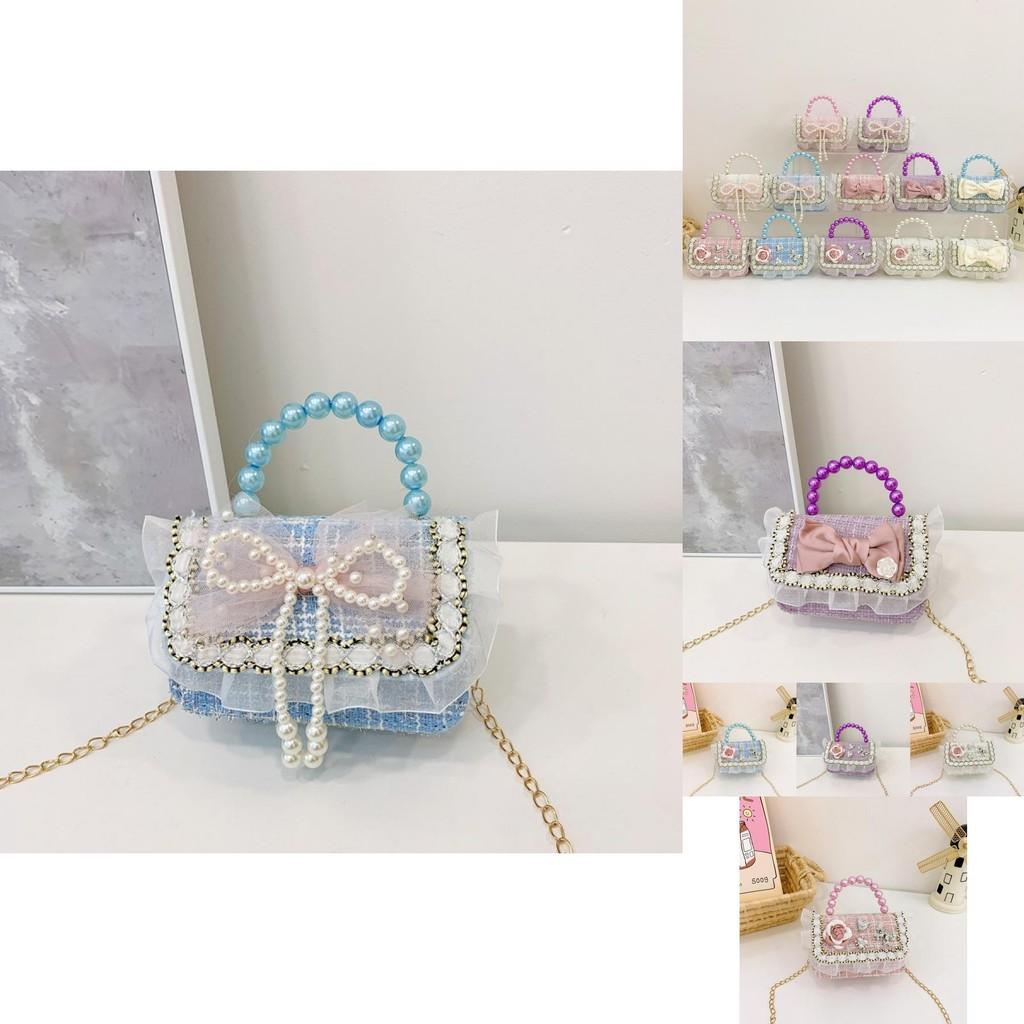 Adorable Pearl Bow Kids Crossbody Bag With Charming Floral Patterns For Daily Use