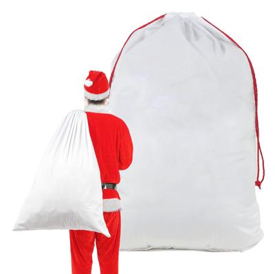 Extra velká bílá vánoční taška na dárky, cca. 100 cm x 70 cm, Vyrobeno ze sametové látky, Ideální na Vánoce, Dárky pro Santu nebo Cosplay