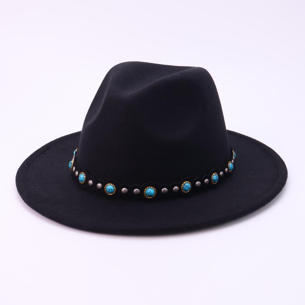European and American fashion casual top hats men's and women's autumn and winter new black soft woolen jazz hats versatile cowboy hats