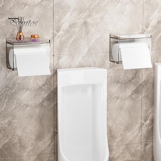 Toilet Tissue Box Storage Organizer with Top Shelf Transparent Large Capacity Wall Mounted Paper Drawer Toilet Roll Paper Storage Rack