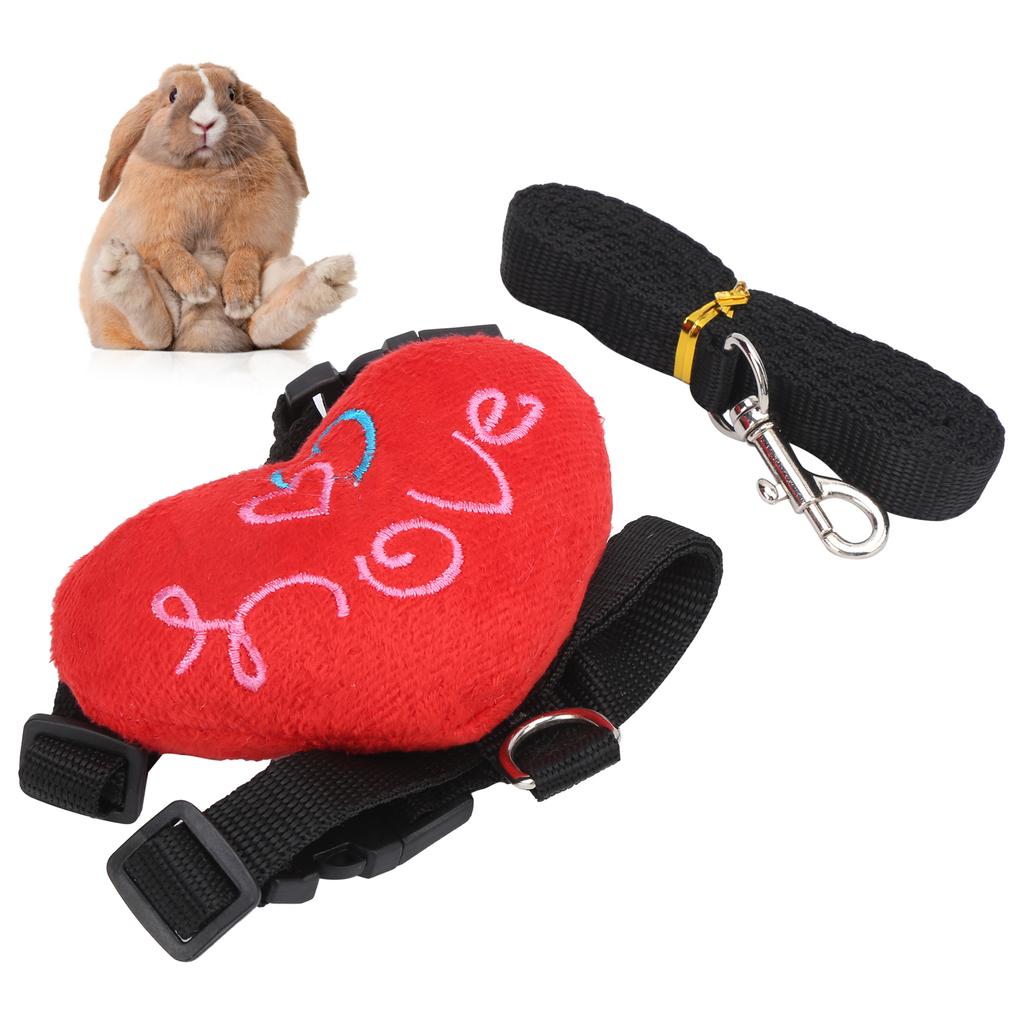 Robustes Kaninchen-Fancy-Herz-Set aus Leine und Brustkorbrückengeschirr zum Ziehen und Spazierengehen von Haustieren