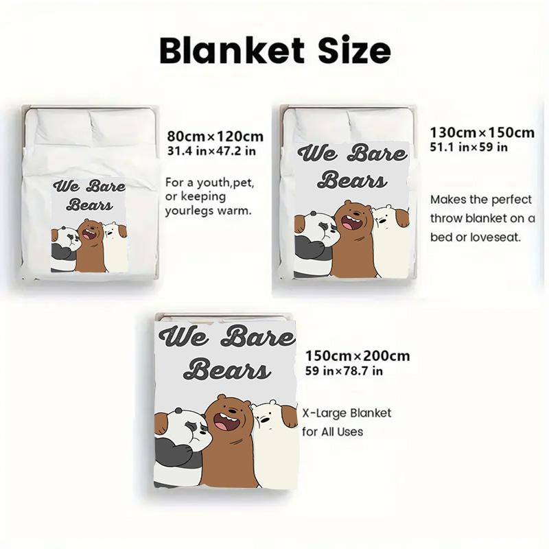 We Bare Bears 2D Flat Pattern Flannel Blanket High quality All Seasons Warmth and Comfort Perfect for Christmas Gifts.NMT0928572