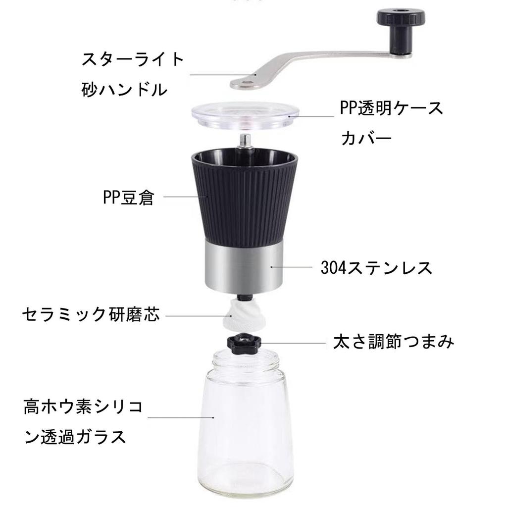 Portable, 160ml Capacity Ceramic Coffee Mill with Adjustable Coarseness, Transparent Cover for Viewing Inside, Perfect for Travel, Camping, Office,