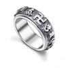 Anello Rotante Vintage da Uomo con Om Mani Padme Hum Scrittura Tibetana Argento Regolabile Dito Elegante Singolo