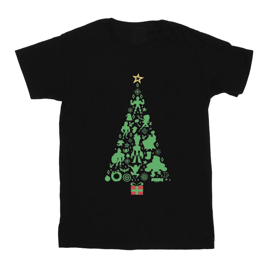 Marvel Womens/Ladies Avengers Christmas Tree Cotton Boyfriend T-Shirt