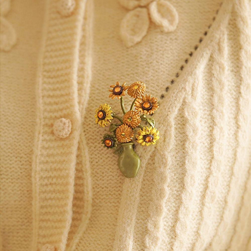 Vintage Blumen Brosche Gold Corsage Schmuck Kreativer Metall Pin Anzug