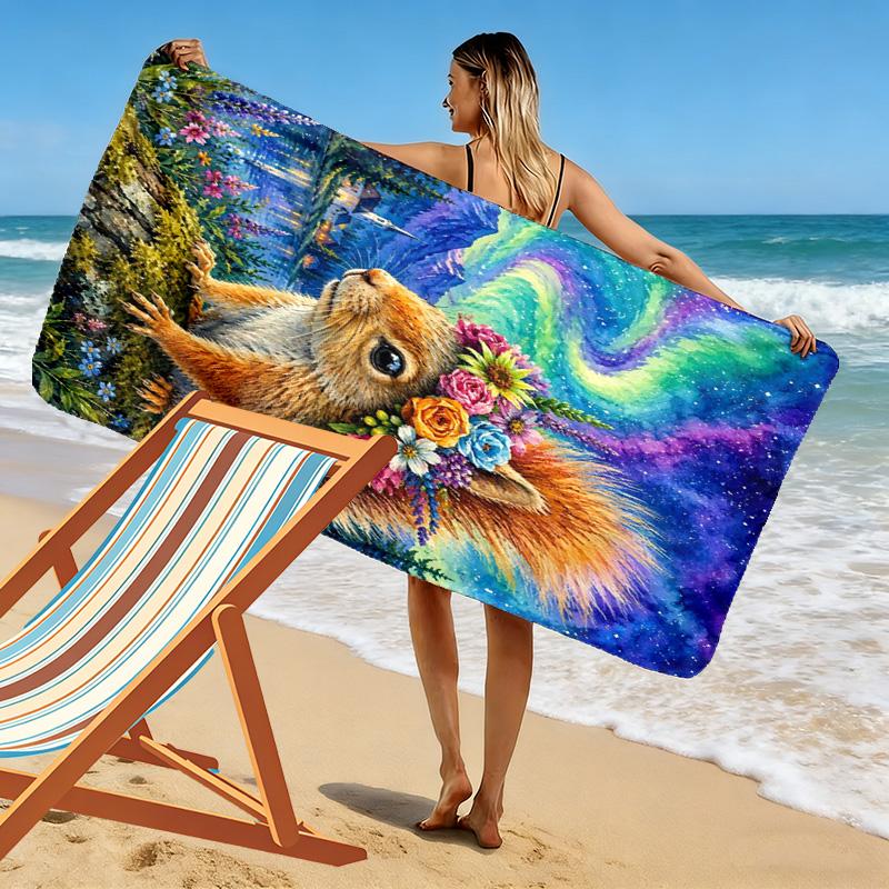 Animal Painting Print Beach Towel, Large Soft Quick Dry Towel for Beach Camping Swimming