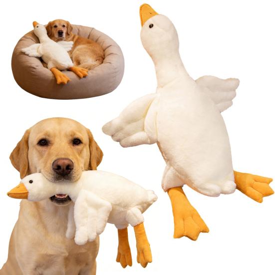 Gåsdjur Gosedjurshundleksak Mjukt Gosedjur för Aggressiva Tuggare Realistisk Gåsleksak Interaktiv Hundleksak Gåva till Husdjursälskare