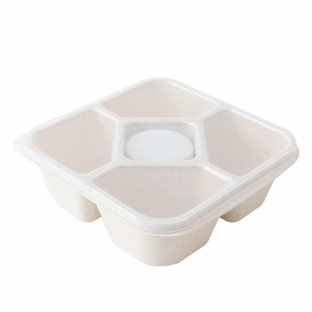 New Wheat Straw Snack Containers 5 Compartments Microwave Safe Food Storage Boxes Reusable Meal Prep Lunch Box for Adults