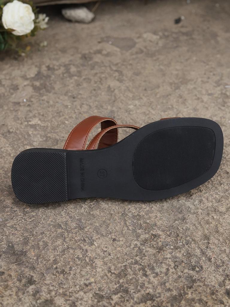 Women's 2024 Retro Square Toe Beach Sandals