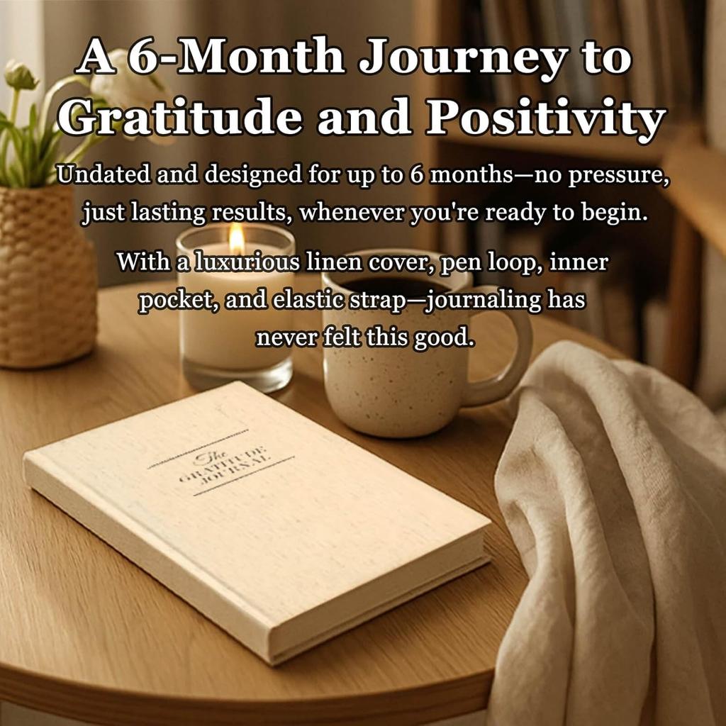 The Gratitude Journal 2025: 5 Minute Gratitude Practice to pire Thankfulness, Mindfulness, Positivity, Happiness, Upgraded with Pen Holder, Inner