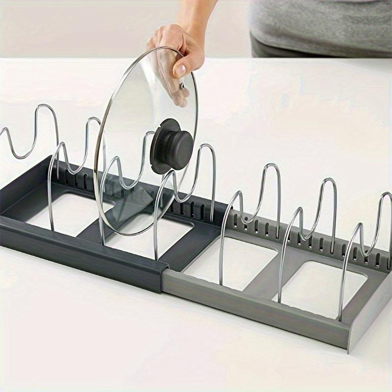1 expandable pan and flat bottomed pan, lid and dish storage rack, adjustable partition stainless steel wire, kitchen cabinet storage room baking