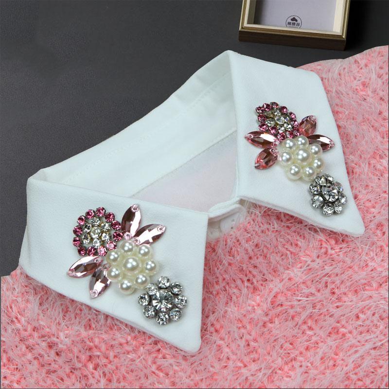 Weißer Abnehmbarer Perlenhemdkragen Eleganter Hemd Falscher Kragen Für Damen Abnehmbares Halbes Hemd Unechte Bluse Kragie Faux Col