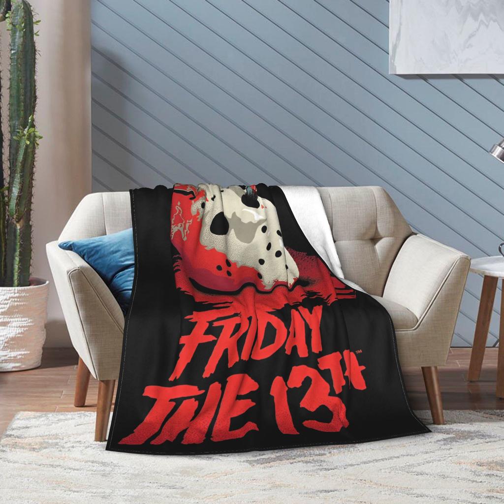 Friday Jason Voorhees 13th Flannel Throw Fashion Blanket Horror Scary Halloween Bedding Throws Knitted Fashion Blanket Travel Thin Breathabl