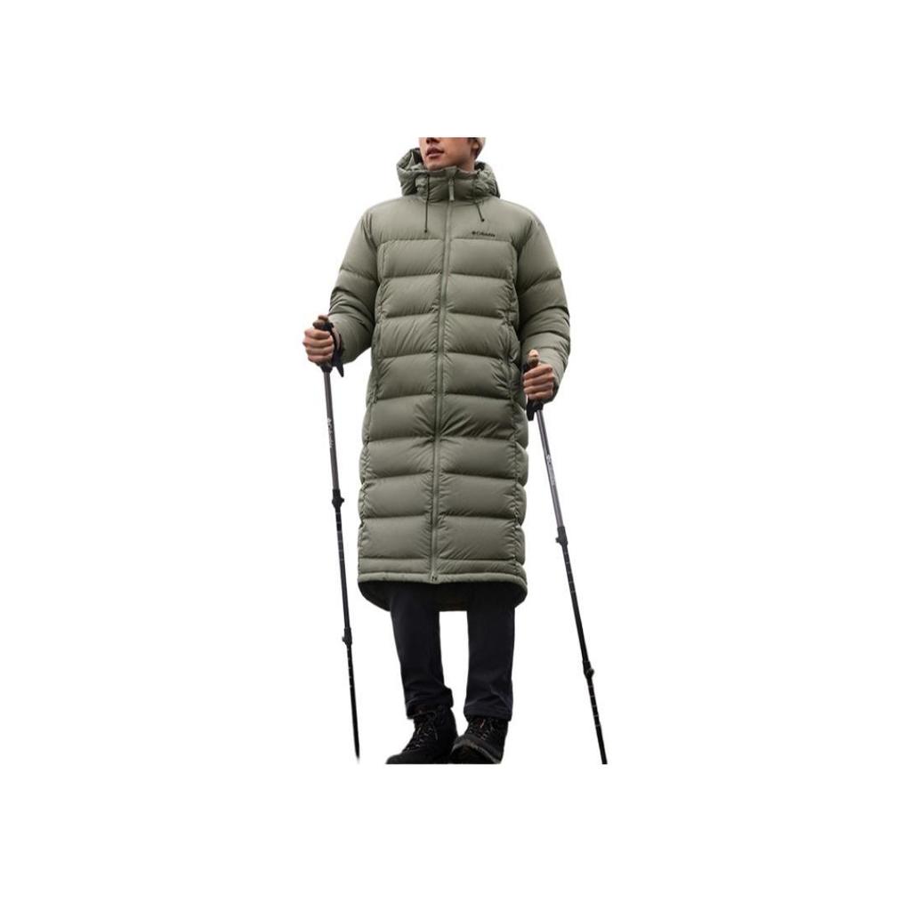 Columbia Omni-Heat Solid Water-Resistant Long Bread Zipper Down Jacket Unisex outerwear Green XE1790-397