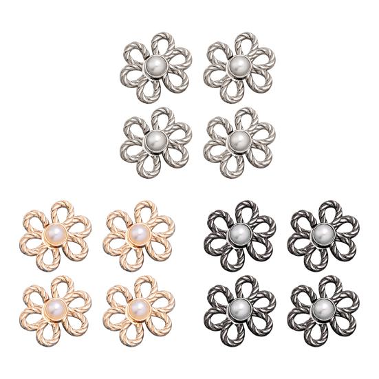 4 Pcs Flower Jeans Buttons Pant Waist Tightener Detachable Decorative Waist Buckles Adjustable No-Sew Pants Clips for Loose Jeans Pants Skirts