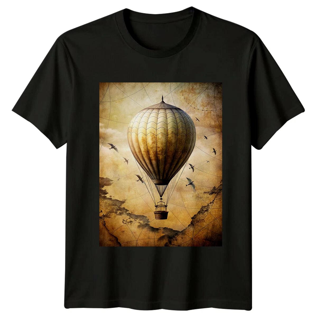 Hot Air Balloon Exploration Travel Mens T-Shirt Womens Graphic Adventure Top XXL