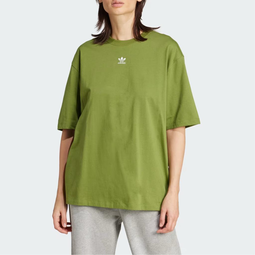 Adidas Originals Lockere Passform Rundhalsausschnitt Kurzarm T-Shirt Damen Oberteile Olivgrün JW5077