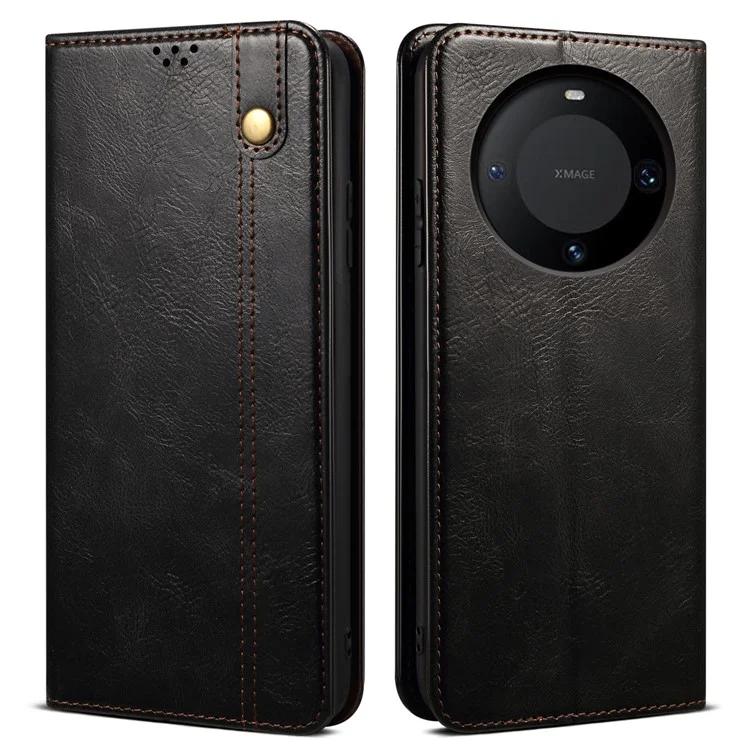 

For Huawei Mate 60 Pro Stand Wallet Phone Leather Case Waxy Crazy Horse Texture Case Phone Cover