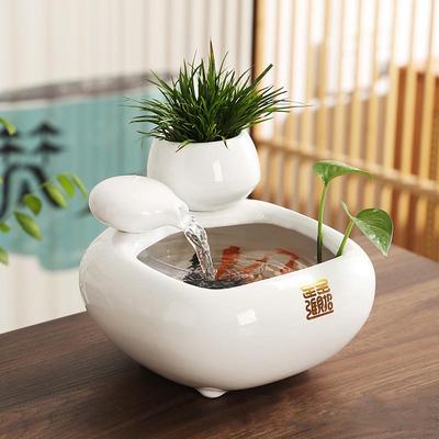 Seramik Çeşme Meditasyon Sakinleştirici Şelale Hidroponik Vazo Akvaryum Feng Shui Su Özelliği Ofis Ev Dekorasyonu Güçlü