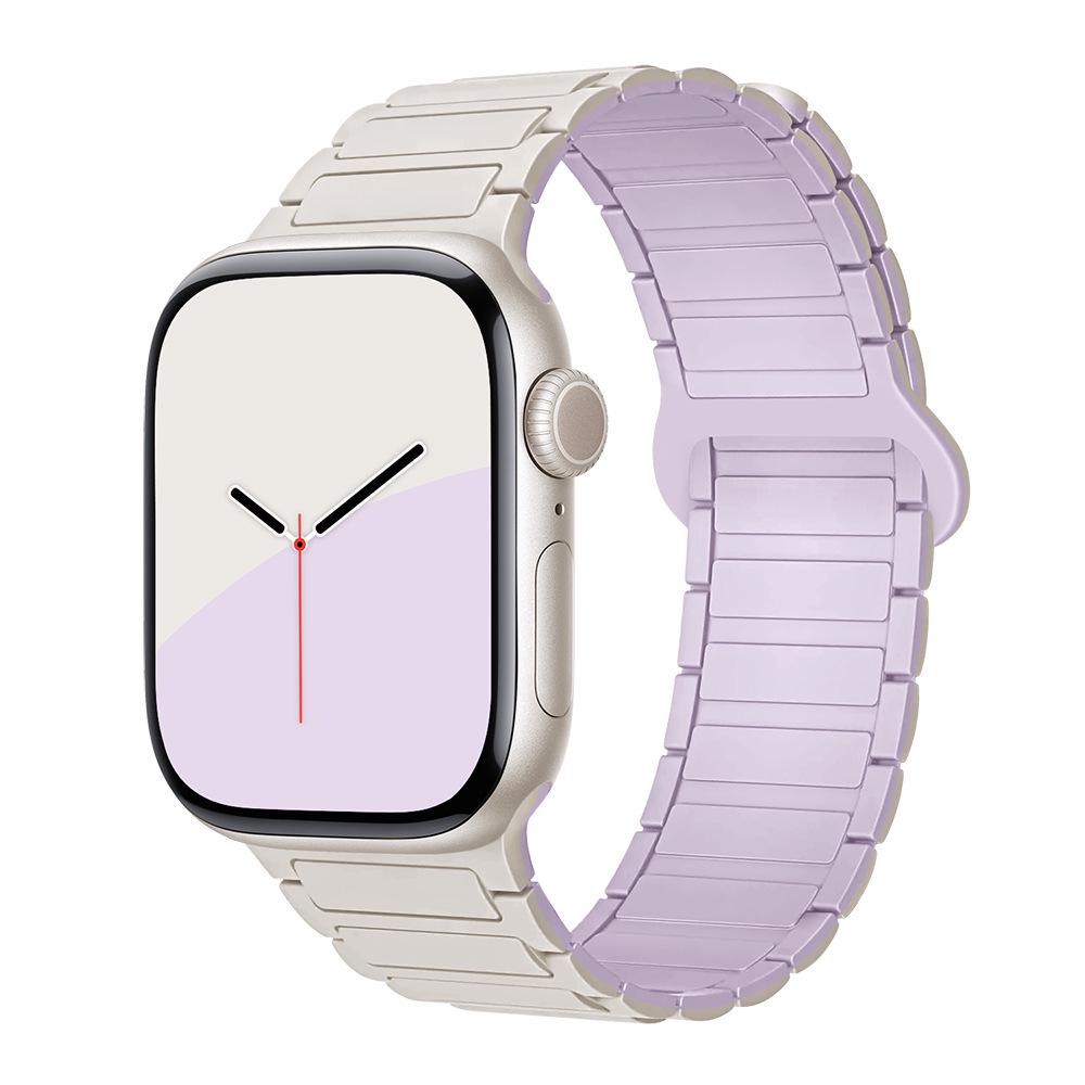 Compatible Silicone Magnetic Buckle Band for Apple Watch Series 1-11, Ultra 3, SE 3 Three-Bead Style