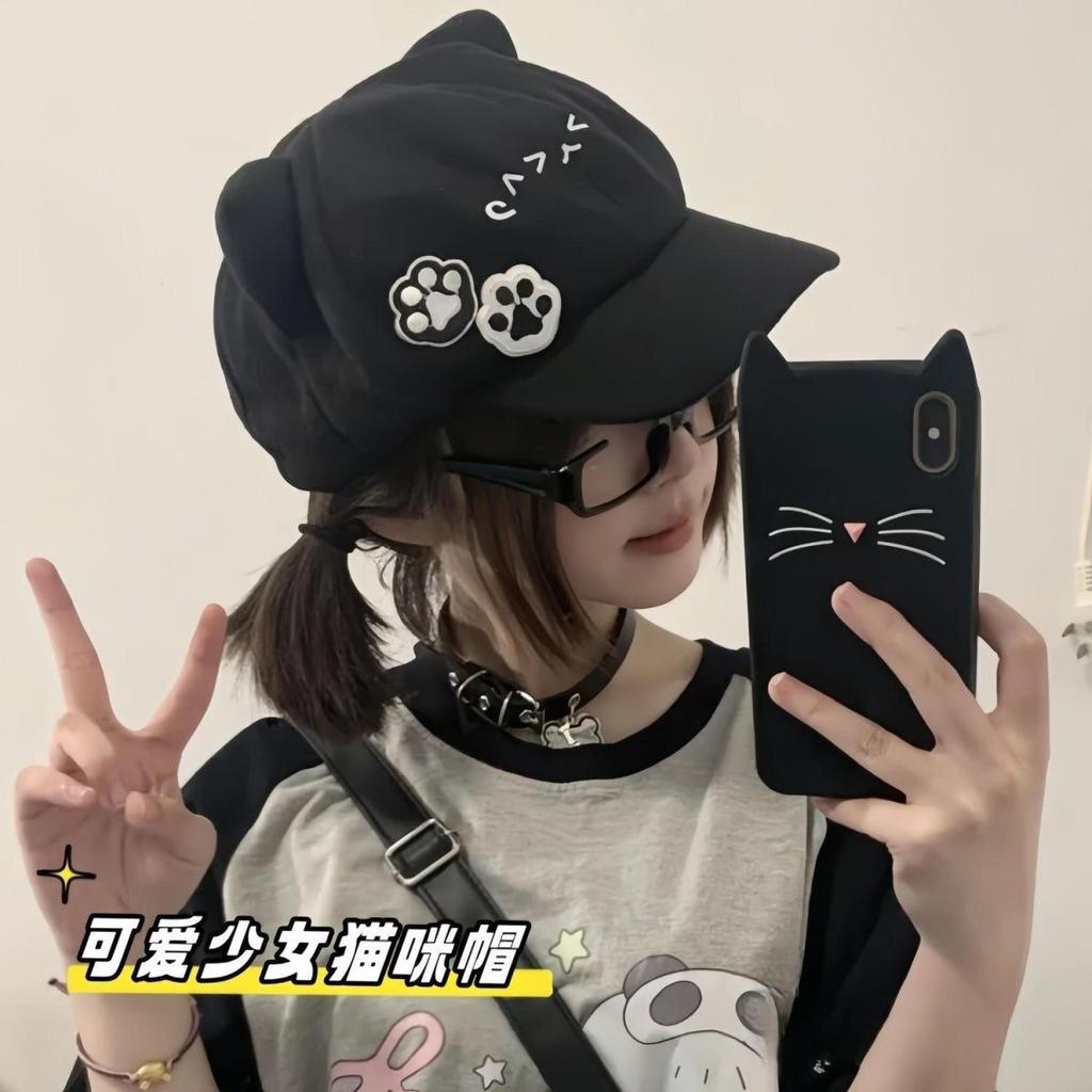 Cute Cartoon Cat Ears Peaked Cap Showing Face Little Sweet Girl Design Baseball Cap Female Japanese Versatile Second Dimension