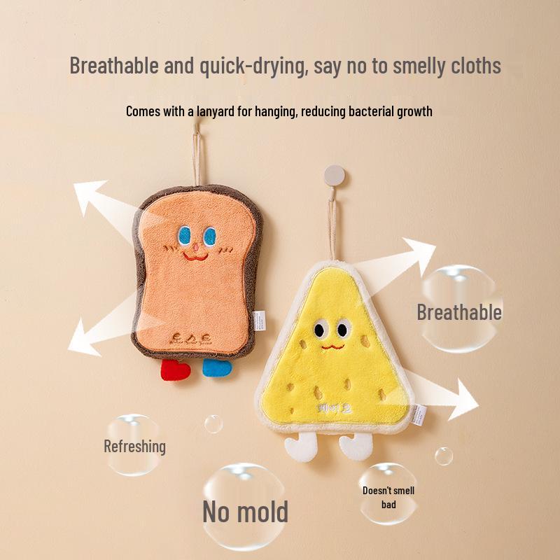 Thickened Cartoon Hanging Hand Towel - Absorbent, Quick-Dry Cloth for Bathroom & Kitchen